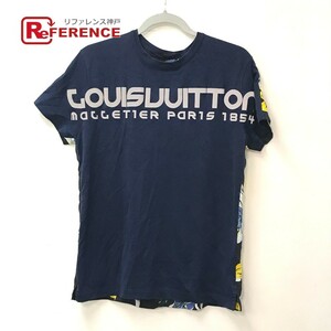 LOUIS VUITTON ルイヴィトン ボタニカル柄 ロゴ トップス アパレル 半袖 半袖Ｔシャツ コットン ネイビー メンズ【中古】