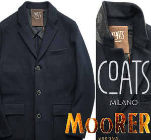 新品12万【COATS MILANO】ムーレーMOORER/大人のスタイルを格上げ/カシミアウールジャージーニットチェスターコートGHINI/54/XXL-XXXL相当D