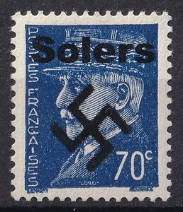ドイツ第三帝国占領地 1941年フランス普通(Solers)加刷切手 70c