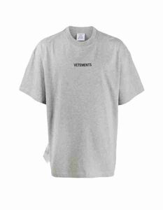 正規新品 19AW VETEMENTS ヴェトモン ロゴ ビッグタグ オーバーサイズ Tシャツ 灰 S