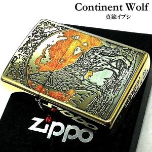 ZIPPO 狼 ウルフデザイン ジッポ ライター 彫刻 オオカミ WOLF DESIGN アンティークゴールド メンズ 真鍮メッキ ギフト