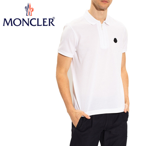 送料無料 90 MONCLER モンクレール 8A72800 84673 ホワイト ロゴワッペン ポロシャツ 半袖 size XL
