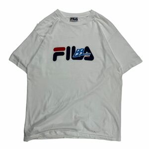 【イタリア製】 FILA フィラ 半袖Tシャツ 白T プリントTシャツ ロゴプリント ホワイト 実寸L程度