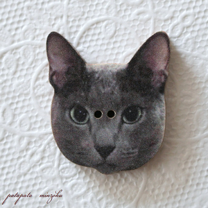 ねこのシピ chipie フランス 製 木製ボタン アトリエ ボヌール ドゥ ジュール 猫 雑貨 パタミン ねこ ネコ ボタン 刺繍 ハンドメイド