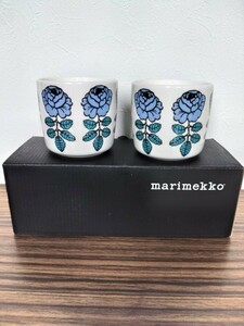 marimekko マリメッコ　ラテマグ　ヴィヒキルース　ペアマグカップ　ブルー　箱付き