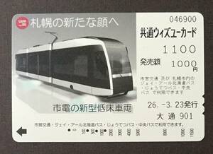 札幌市電の新型低床車両　ウイズユーカード （使用済み）です。