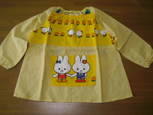 スモック　幼児　綿１００　黄色　ウサギ　100～110㎝　ハンドメイド　