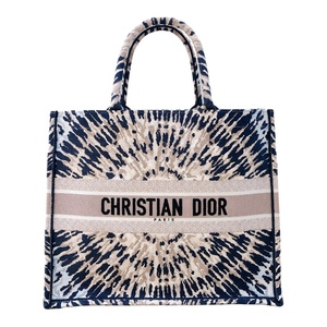 クリスチャン・ディオール Christian Dior ブックトートラージ M1289ZJAI ピンク ネイビー ジャガードウーブン トートバッグ 中古