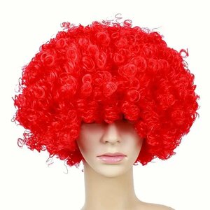 新品 アフロヘアー モジャモジャ頭 かつら 495 赤 レッド RED かつら ウイッグ もじゃもじゃ頭 パーティー コスプレ 仮装 パンク Ｖ系