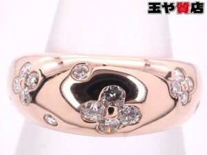 ポンテヴェキオ 美品 ダイヤ0.24ct フラワー デザイン リング 9号 K18YG イエローゴールド