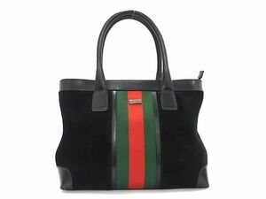 1円 ■極美品■ GUCCI グッチ 33890 214397 シェリーライン スエード×レザー トートバッグ ショルダーバッグ ブラック系 BL0905