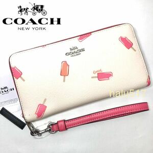 【新品】COACH コーチ レディース 長財布 ロング ジップ アラウンド ウォレット ウィズ ポプシクル プリントアイスキャンディー C4530