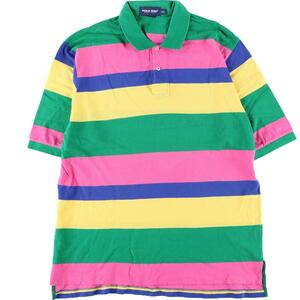 古着 ラルフローレン Ralph Lauren POLO GOLF ポロゴルフ マルチボーダー 半袖 ボーダー ポロシャツ メンズXL /eaa322089