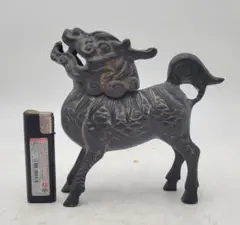 銅器　麒麟　香枦　キリン　時代物　骨董品、美術品