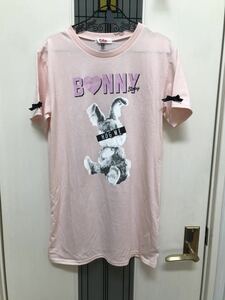 Tシャツ　ピンクラテ ウサギのカットソー　チュニック Sサイズ　ピンク