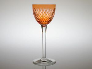 バカラ グラス ● パリ ワイン グラス オレンジ 被せガラス ホック ワイン 18.5cm クリスタル 18.5cm Paris