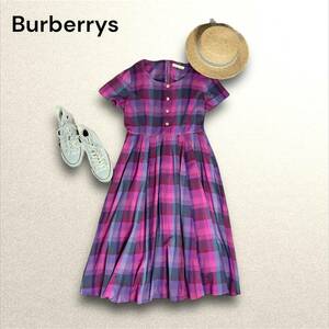 BURBERRYs バーバリーズ チェック フレア ロング ワンピース 半袖 9