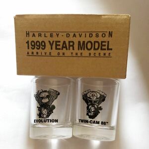 ＊レトロ＊激レア希少品　HARLEY-DAVIDSON ハーレーダビットソン　1999年モデル　ショットグラス　２個セット　当時物