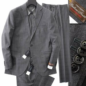 新品 スーツカンパニー BIELLANO FINISH シャドーチェック 2パンツ スーツ AB6(幅広L) 灰 【J41374】 175-4D メンズ ウール 洗濯可 サマー