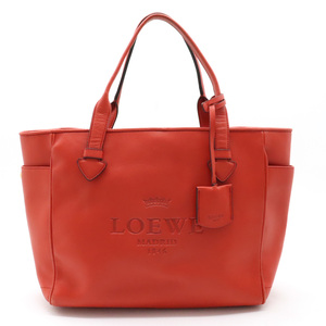 LOEWE ロエベ ヘリテージ スモール トート トートバッグ ハンドバッグ レザー オレンジレッド ゴールド金具