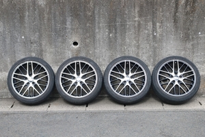 【BBS】18インチ ホイール付きタイヤ４点セット　BBS 8J×18H2 5穴PCD120？ オフ40？　yokohama 225/40R18 92W　19年製タイヤ　管ざ7759