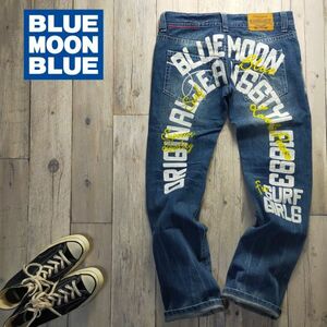 ☆BLUE MOON BLUE ブルームーンブルー☆ペイント 刺繍 ローライズ デニム W27 S1134