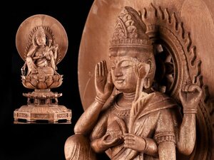 【琴》送料無料 仏教美術 木彫如意輪観音像 WK760