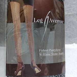 LEG AVENUE 9133BK ラインストーン・バックシーム・フィッシュネット・パンティストッキング　O/S　ラインストーンがきれいなパンスト