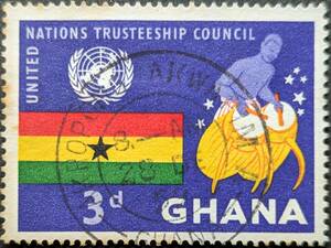 【外国切手】 ガーナ 1959年12月10日 発行 国連信託統治理事会 消印付き