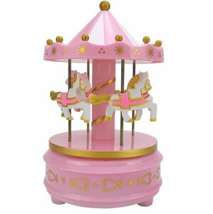 【vaps_7】オルゴール メリーゴーランド 《ピンク》 回転木馬 プレゼント ケーキ デコレーション おしゃれ かわいい インテリア 送込