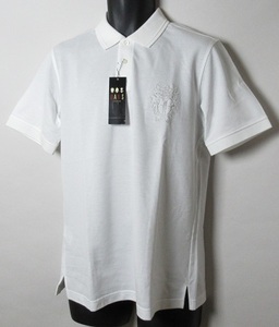 ダックスロンドン/DAKS LONDON　カノコ BIGクレスト刺繍半袖ポロシャツ 定価26400円/Lサイズ/KHDDBM0502/日本製/新品/ホワイト