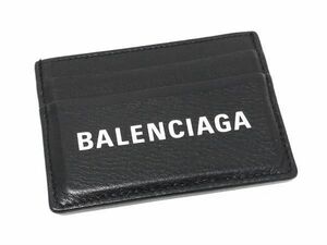 1円 ■美品■ BALENCIAGA バレンシアガ 490620 レザー パスケース カードケース 名刺入れ メンズ ブラック系 FA5314