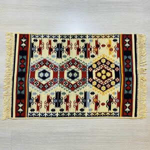 トルコ産☆ リバーシブル絨毯B トルコ絨毯 60×90cm カーペット キリム トルコ雑貨 玄関マット ラグ マット アンティーク ペルシャ絨毯