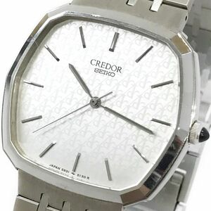 美品 SEIKO セイコー CREDOR クレドール 腕時計 5931-5150 クオーツ アナログ スクエア シルバー ヴィンテージ 亀戸精工舎 箱付 動作OK