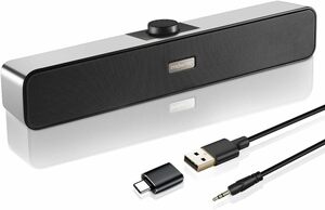 292 【ジャンク】「2024年版最新のアップグレード」PC スピーカー 小型 大音量 ステレオ USB サウンドバー USB電源 AUX接続 デスクトップ用