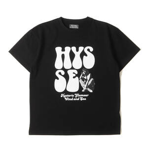 HYSTERIC GLAMOUR ヒステリックグラマー Tシャツ サイズ:S 23AW WIND AND SEA ガール ウーマン ロゴ ヘビーウェイト Tシャツ ブラック