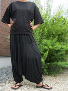 【ＳＡＬＥ】①新品＊男女兼用＊黒色＊レーヨン素材＊ふんわり＊サルエルパンツ 