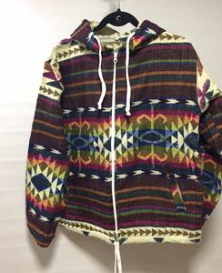 ペルー　アンデス　アルパカ混合ウール　暖かい　パーカージャケット　サイズS~M　男女兼用　新品　パープル系
