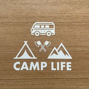 238.【送料無料】CAMP LIFE テント 車 山 カッティングステッカー キャンプ アウトドア CAMP 【新品】