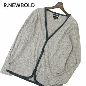 R.NEWBOLD ポールスミス 通年 ロゴタグ★ パイピング カーディガン Sz.L　メンズ グレー　C4T01707_2#O