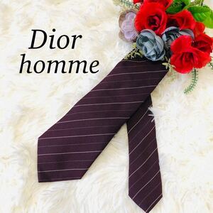 DiorHOMME ディオールオム ネクタイ ブランドネクタイ ボルドー ストライプ ビジネス 結婚式 Dior DIOR 結婚式 ビジネス 美品 剣先 8.2cm
