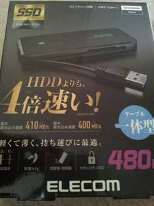 エレコム ESD-EC0480GBK [外付けSSD ポータブル ケーブル収納対応 USB3.1（Gen1）対応 480GB ブラック] ELECOM