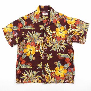 SUN SURF サンサーフ SS35311 アロハシャツ ISLAND FLOWER レーヨン size S 18423 送料360円 ハワイアンシャツ アメカジ ハイビスカス