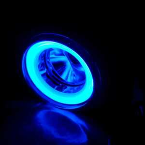 美品 フォグ ランプ 汎用 ブルー 青 イカリング LEDライト 1個 丸型 ガラス製 エアロ カスタム ドレスアップ DIY 加工 ハロゲン FOG 社外