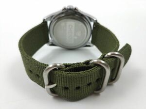 ナイロン製ミリタリーストラップ 交換用腕時計ベルト クイックリリース アーミーグリーン Lサイズ 22mm