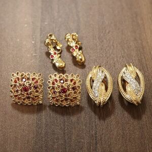 【美品】NINA RICCI ニナリッチ ヴィンテージ イヤリング アクセサリー ゴールドカラー 両耳揃い 3点 まとめ B127