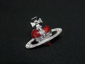 1円 ■美品■ Vivienne Westwood ヴィヴィアンウエストウッド ディアマンテ 片耳のみ ピアス アクセサリー シルバー系×レッド系 AW7715