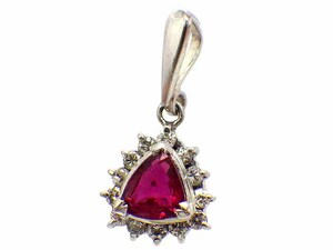 ルビー ダイヤモンド トップ Pt900 1.2g　Jewelry Ruby0.47ct Dia0.15ct Top
