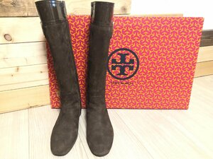 ■キレイ！　TORY BURCH トリーバーチ 5462 ロング ブーツ　スエード×エナメル サイズ6 23cm位 ブラウン系★