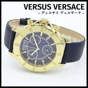 【新品・送料無料】VERSUS VERSACE ヴェルサスヴェルサーチ 腕時計 メンズ クォーツ VSPG2619 ブルー・ゴールド レザーバンド